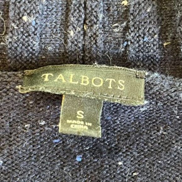 Talbots Donegal Navy Blue Speckled Open Front Cardigan Sweater Small - Picture 7 of 7